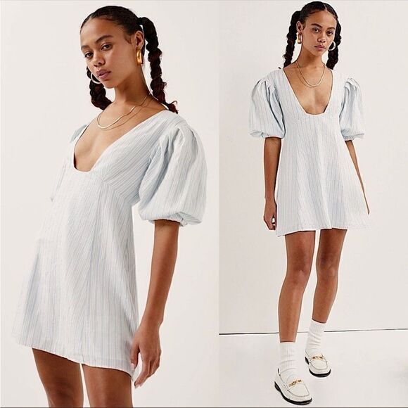 For Love & Lemons Leslie Mini Dress Blue Size M - Picture 1 of 10